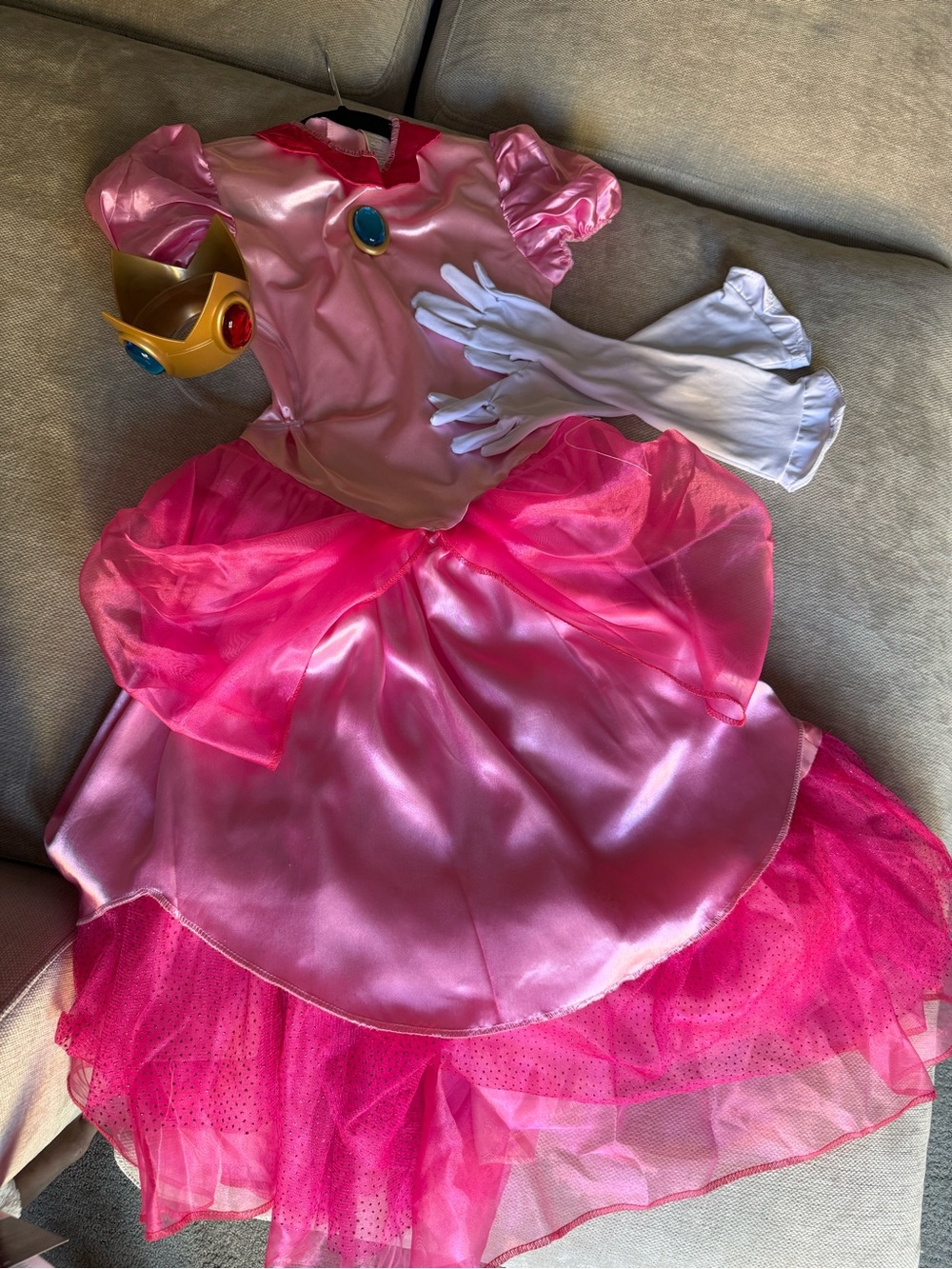 Disguise Pink Princess Costume with Crown and White Gloves